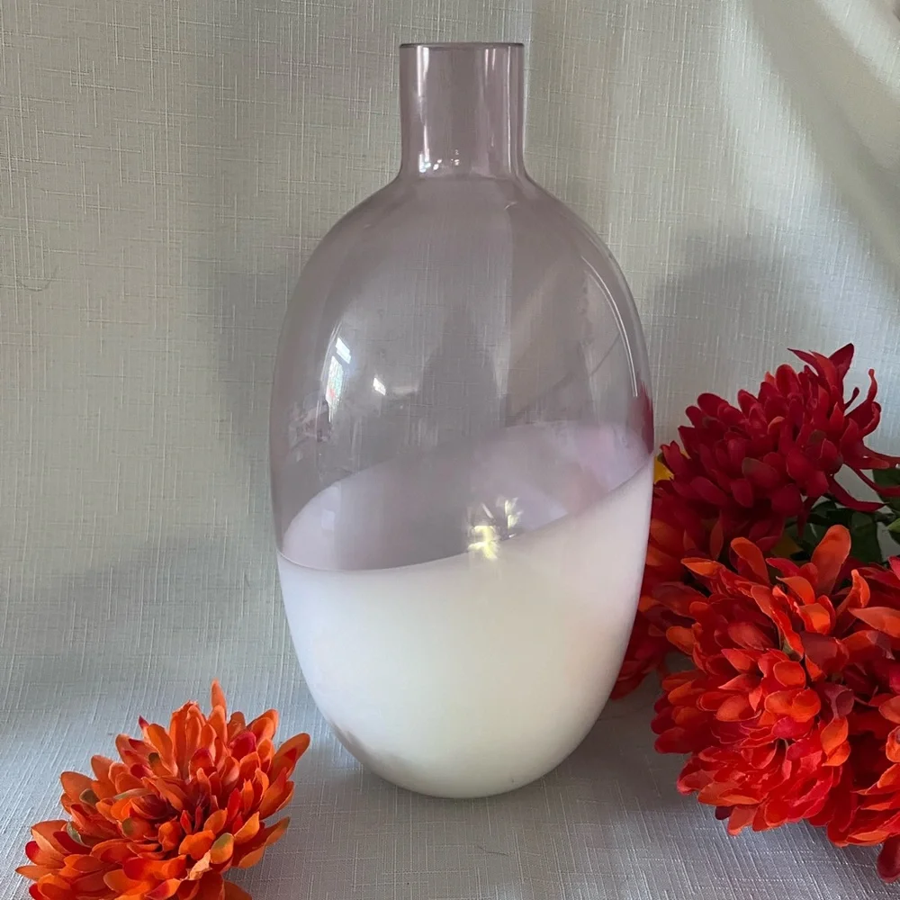 IKEA Vintage 90s Formlig Glass Vase Collectible Pink and White NO CALL OUTS 27cm